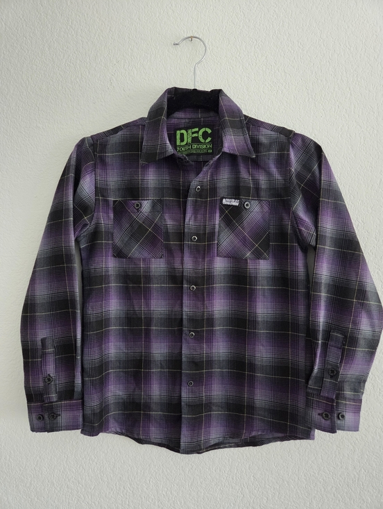 DIXXON Other - DIXXON X B.J. Baldwin Flannel Youth Division Medium Purple‎ Plaid Snap Shirt